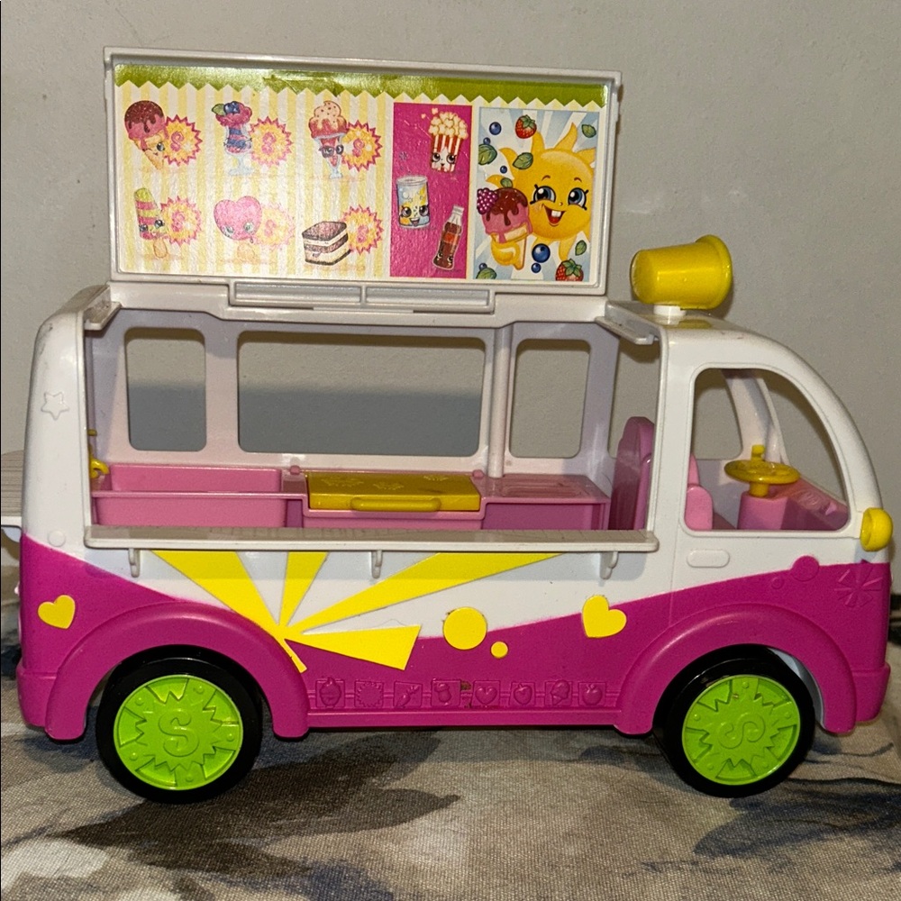 Shopkins Colorful Ice Cream Truck Toy with Yellow Wheels